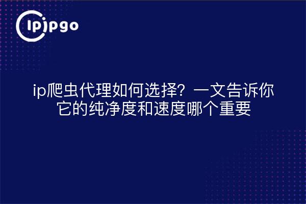 ip爬虫代理如何选择?一文告诉你它的纯净度和速度哪个重要