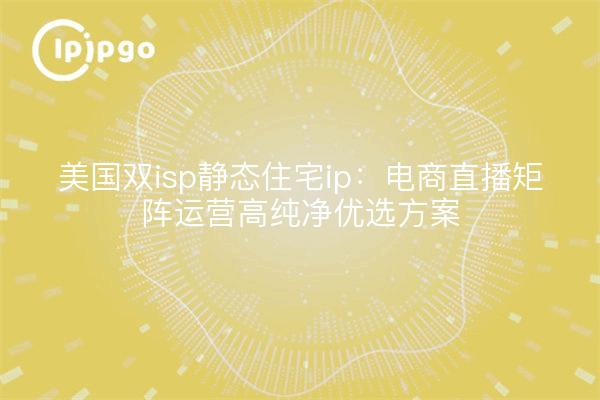 美国双isp静态住宅ip:电商直播矩阵运营高纯净优选方案