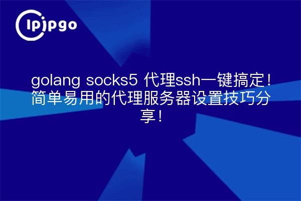 golang socks5 代理ssh一键搞定!简单易用的代理服务器设置技巧分享!