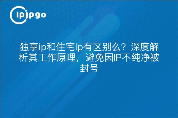 独享ip和住宅ip有区别么？深度解析其工作原理，避免因IP不纯净被封号