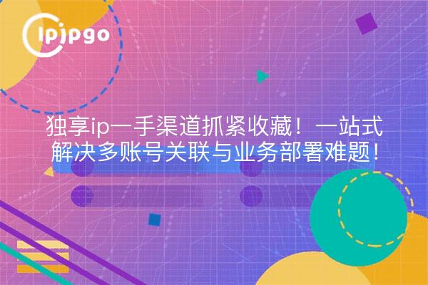 独享ip一手渠道抓紧收藏!一站式解决多账号关联与业务部署难题!