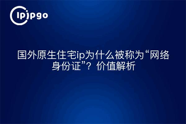国外原生住宅ip为什么被称为“网络身份证”?价值解析