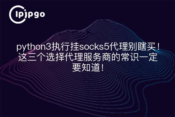 python3执行挂socks5代理别瞎买!这三个选择代理服务商的常识一定要知道!