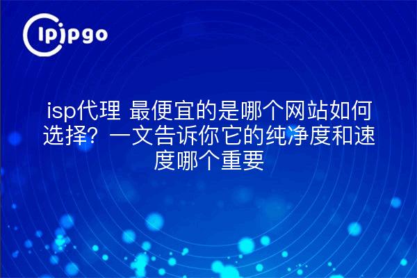 isp代理 最便宜的是哪个网站如何选择?一文告诉你它的纯净度和速度哪个重要