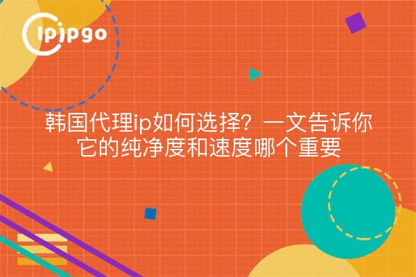 韩国代理ip如何选择？一文告诉你它的纯净度和速度哪个重要