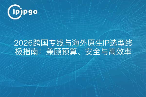 2026跨国专线与海外原生IP选型终极指南：兼顾预算、安全与高效率