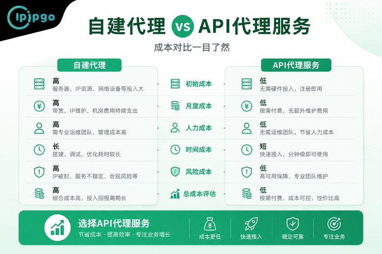 自建与API代理成本对比信息图