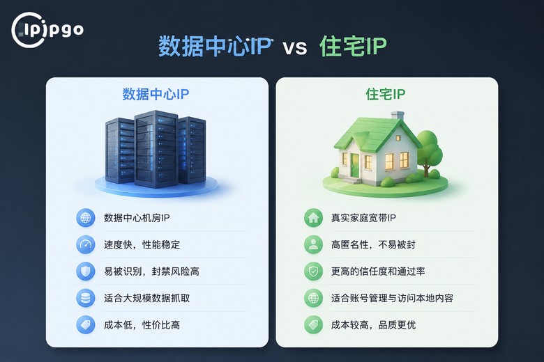 机房IP与住宅IP对比信息图