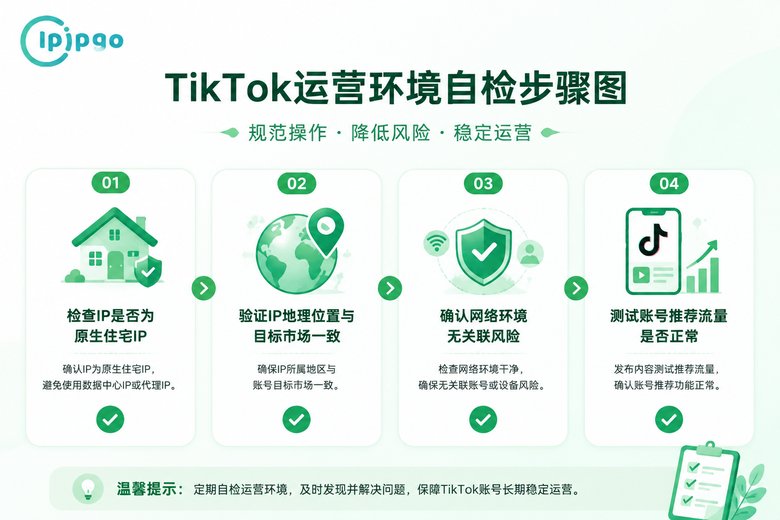 TikTok环境自检四步流程