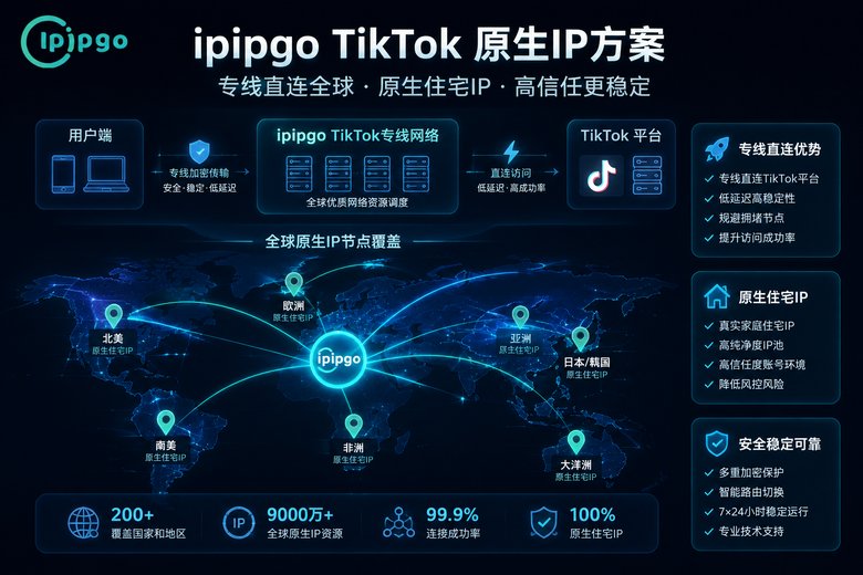 ipipgo TikTok原生IP专线方案